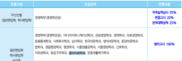 을지대학교 물리치료과