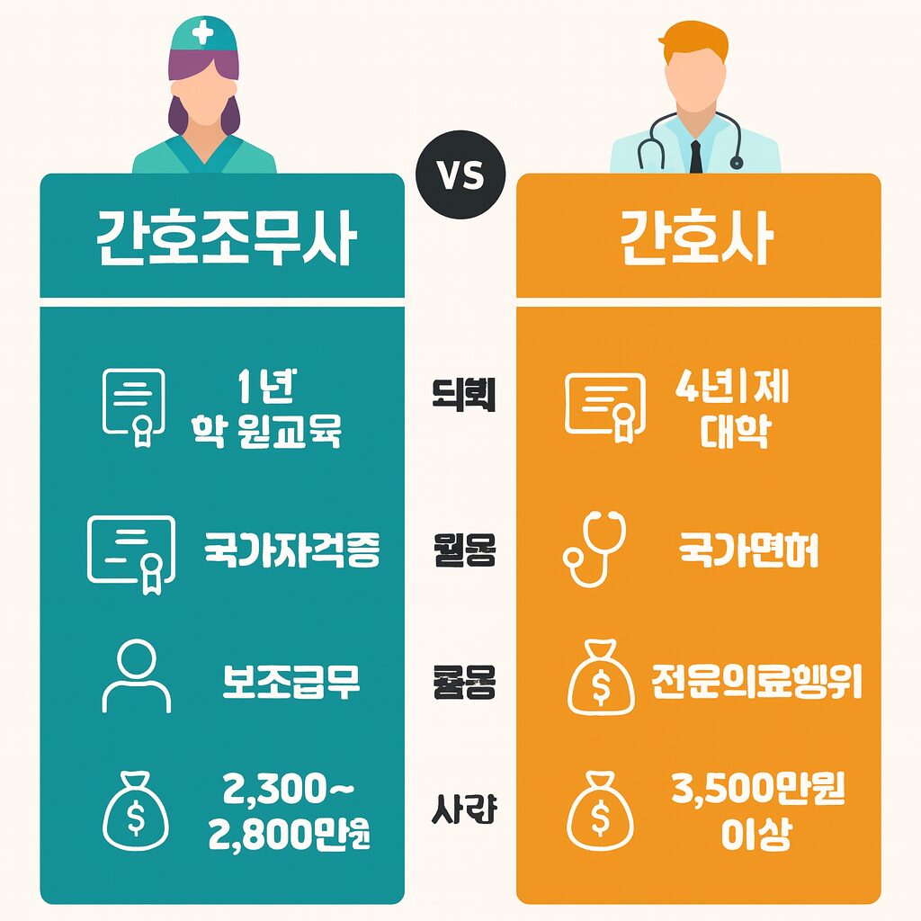 간호조무사 학원 간호사 비교