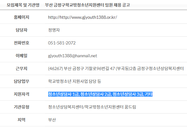 한국청소년상담복지개발원 채용