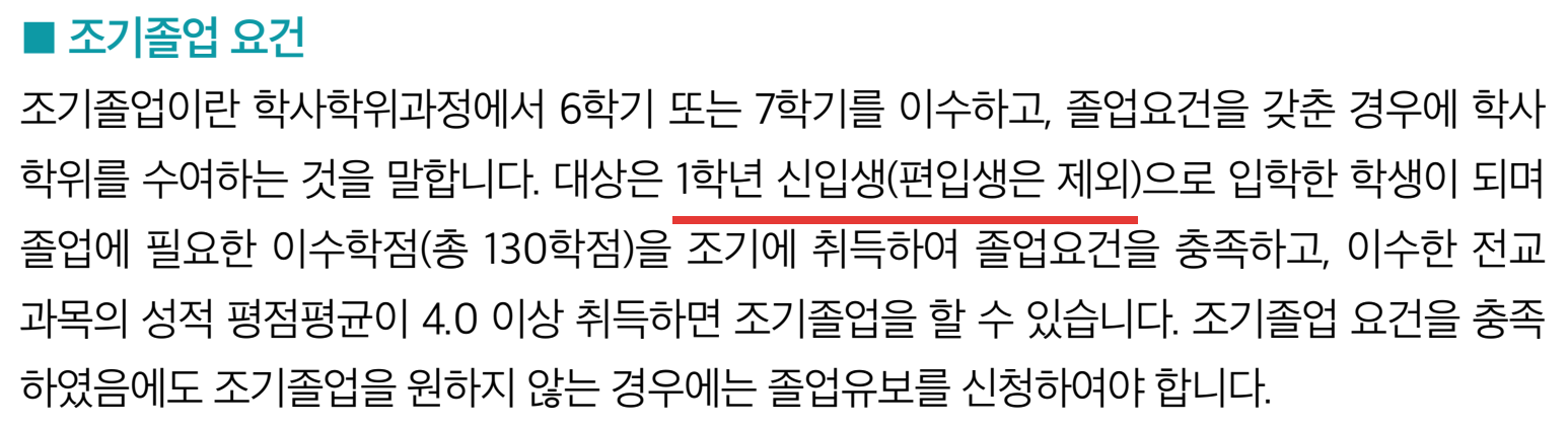 전문대졸 학사학위 방통대 편입생 조기졸업 제외 원문