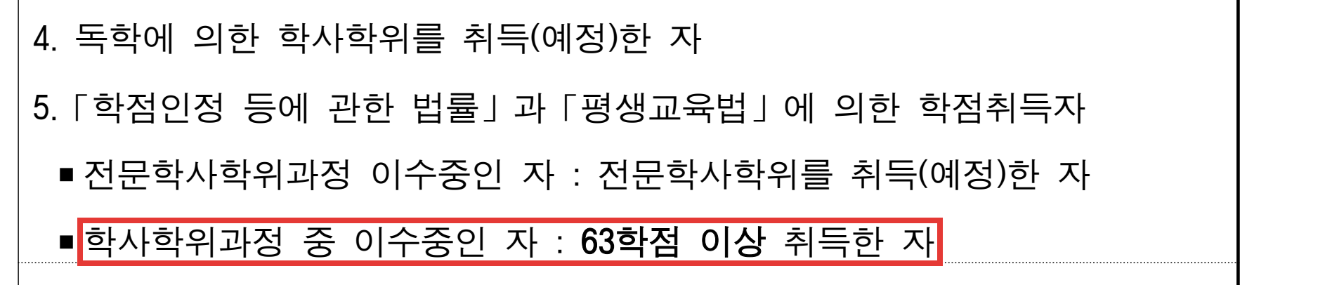 방통대 3학년 편입 지원자격 학점은행제 학사학위과정 63학점 이상