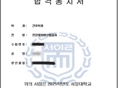 서일대 간호학과 최초합