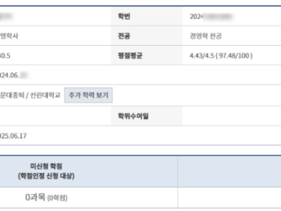 4.43으로 학사편입 인서울 뿌실 예정